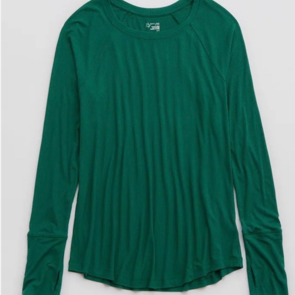 OFFLINE By Aerie Thumbs Up Raglan Ribbed Long Sleeves T-Shirt